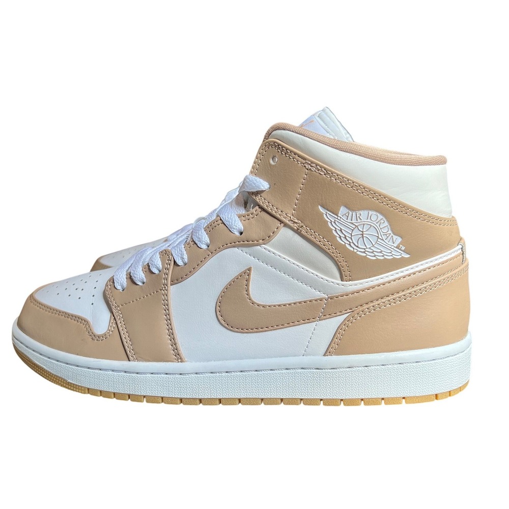 Jordan 1 Mid Hemp Gum White Tan Sneakers 554724-271 Mens 10.5